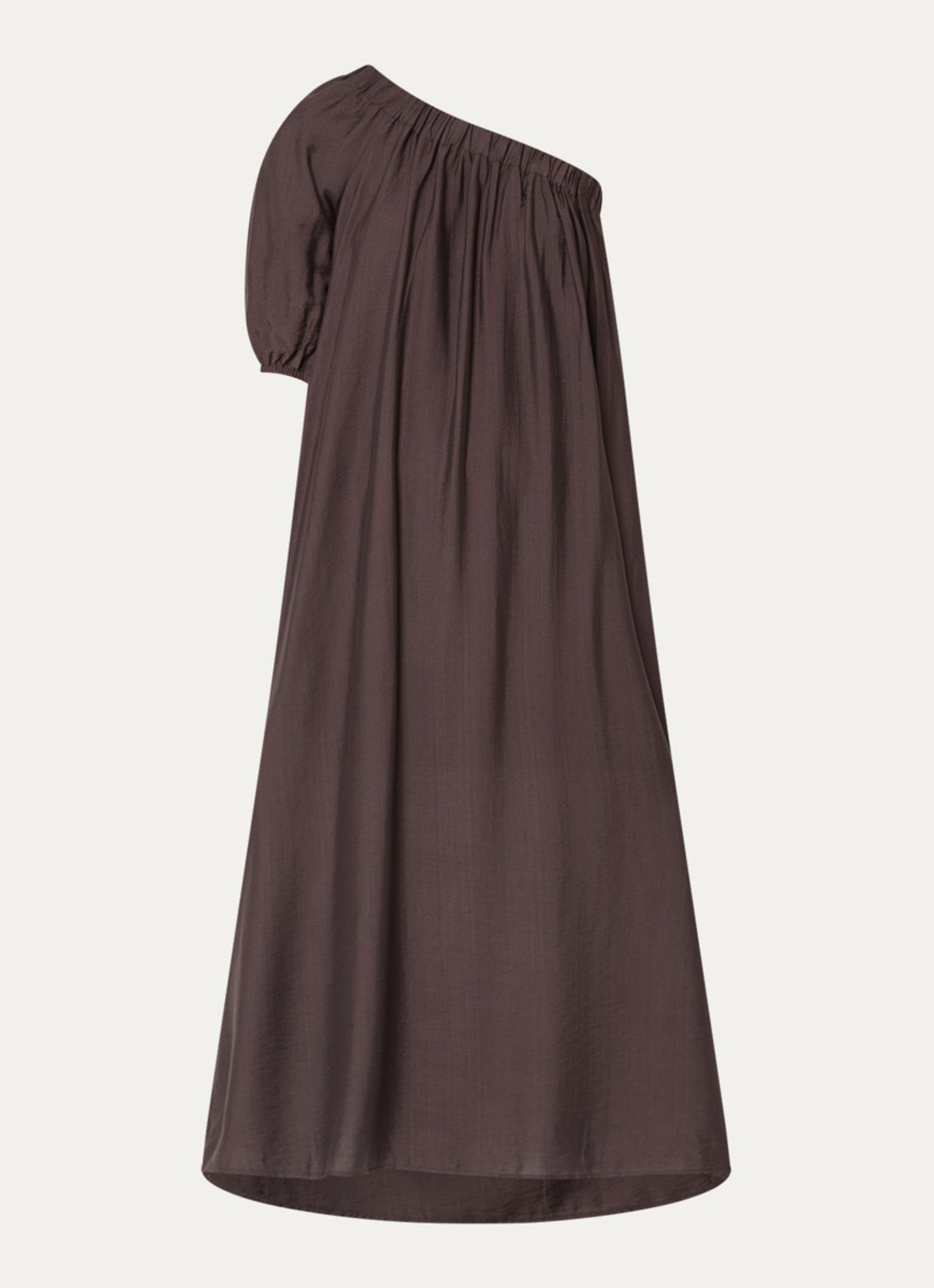 Co'Couture HeraCC one shoulder maxi jurk - voorkant donkerbruin