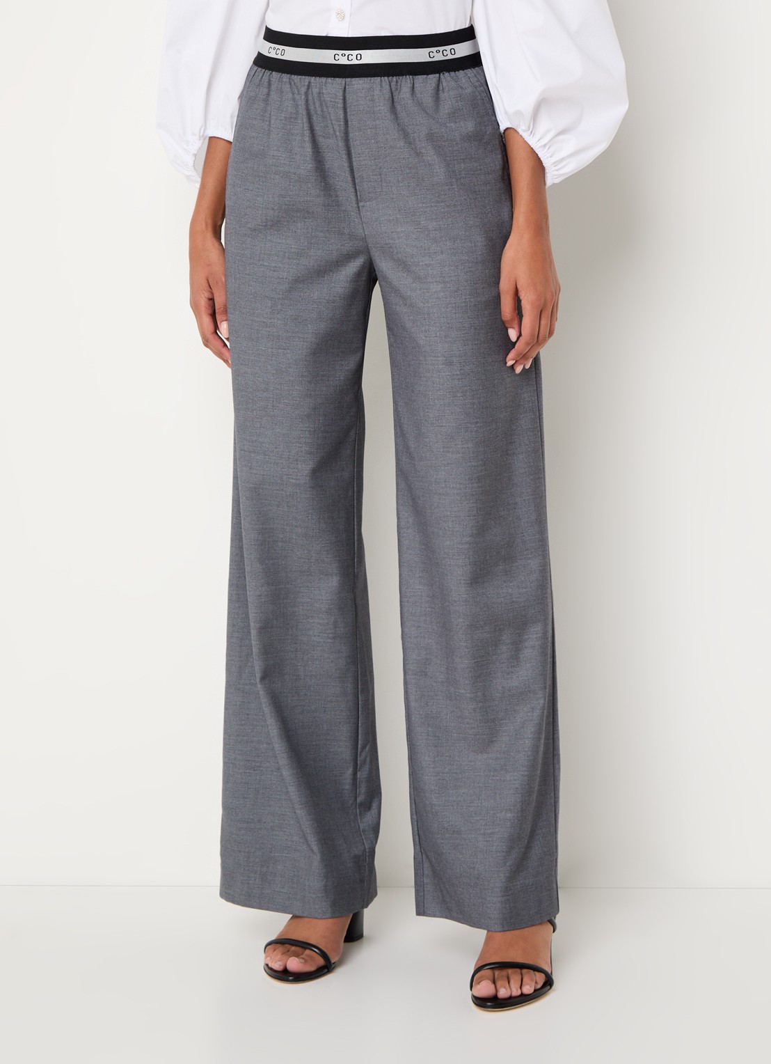 Co'Couture High waist loose fit pantalon met steekzakken - detail 4 grijs