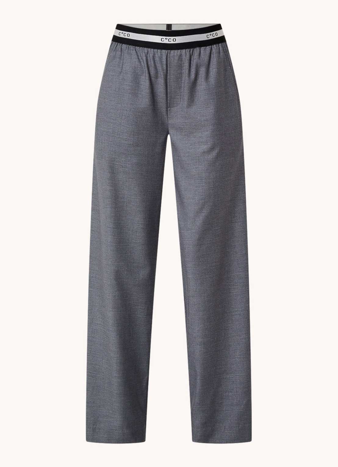 Co'Couture High waist loose fit pantalon met steekzakken - voorkant grijs