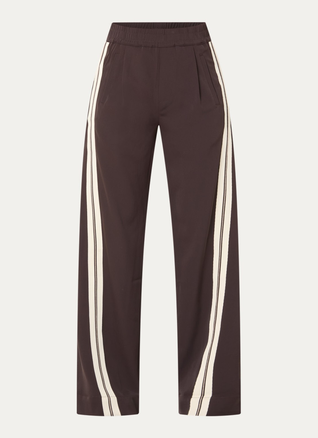 Co'Couture High waist straight fit pantalon met steekzakken - voorkant 3 donkerbruin