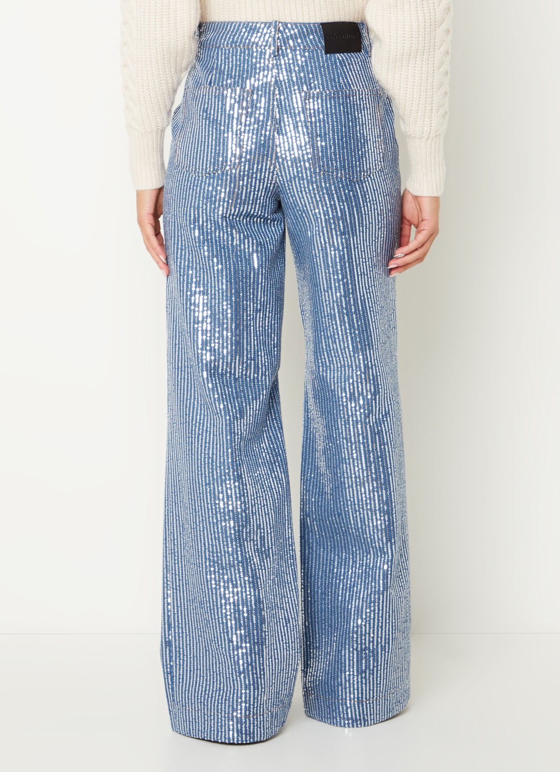 Co'Couture High waist straight leg jeans met medium wassing en pailletten - achterkant 4 indigo