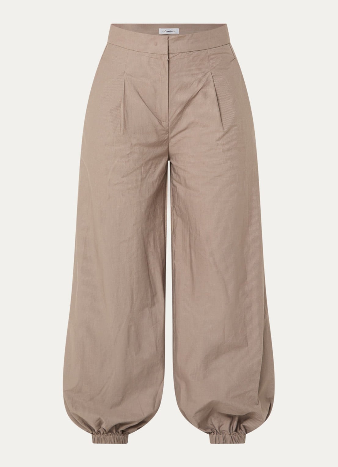 Co'Couture High waist tapered fit broek met steekzakken - voorkant beige