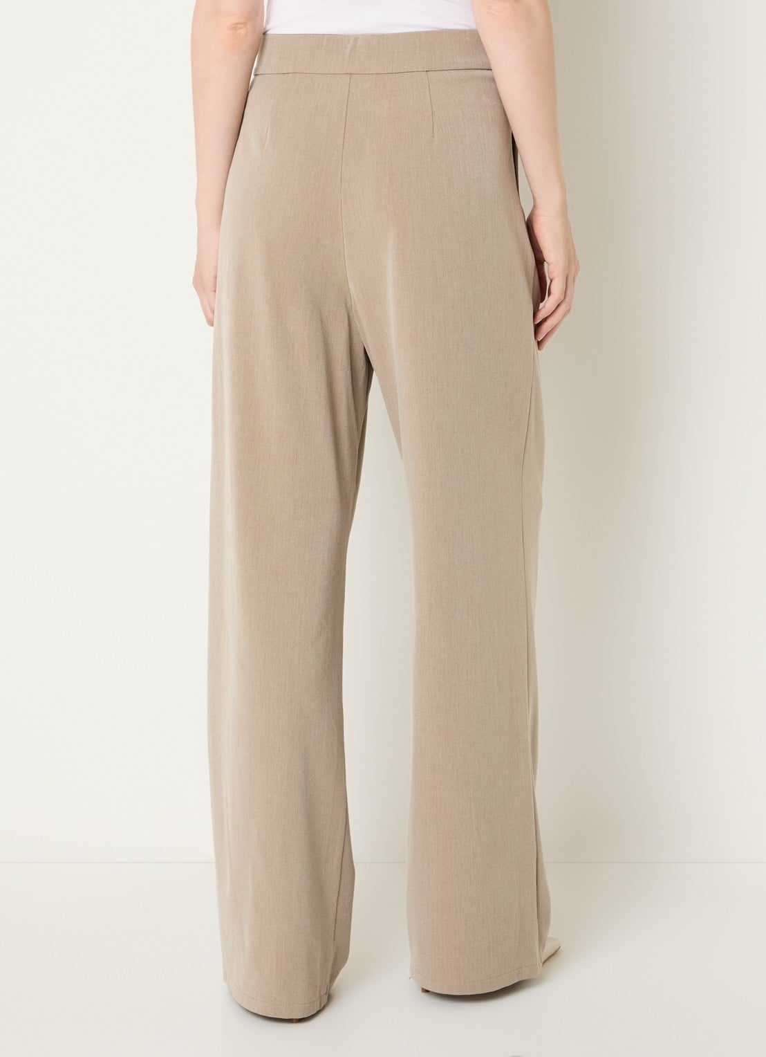 Co'Couture High waist wide fit pantalon met steekzakken - achterkant 4 donkerbeige