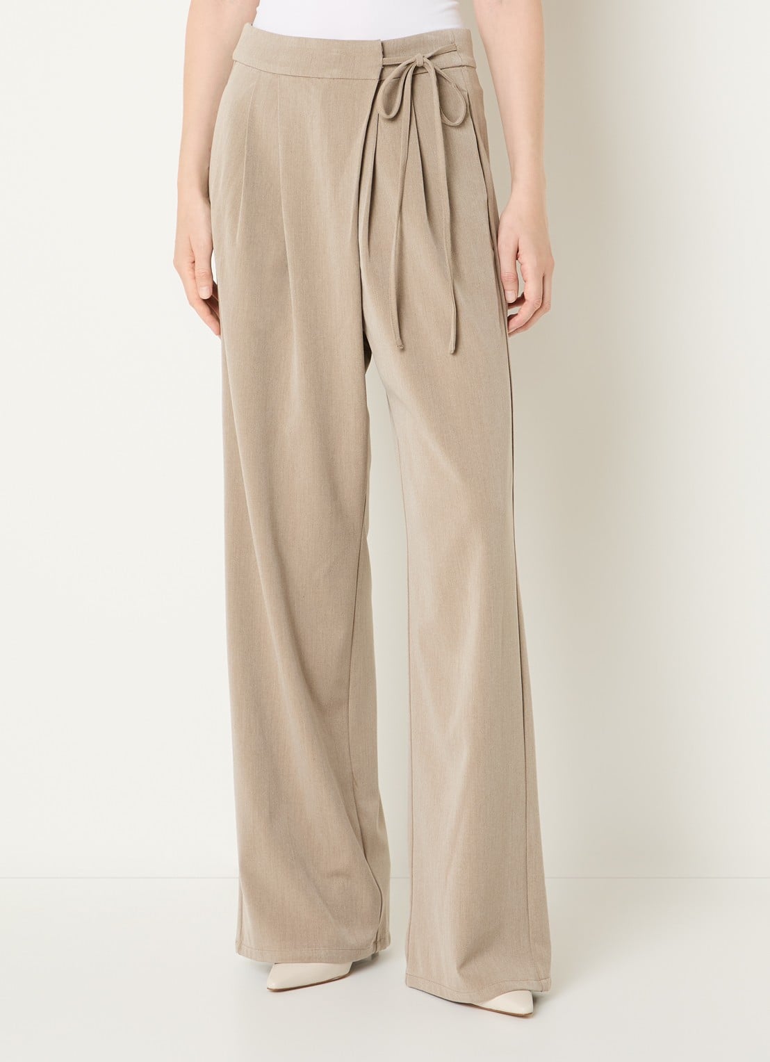 Co'Couture High waist wide fit pantalon met steekzakken - detail 3 donkerbeige