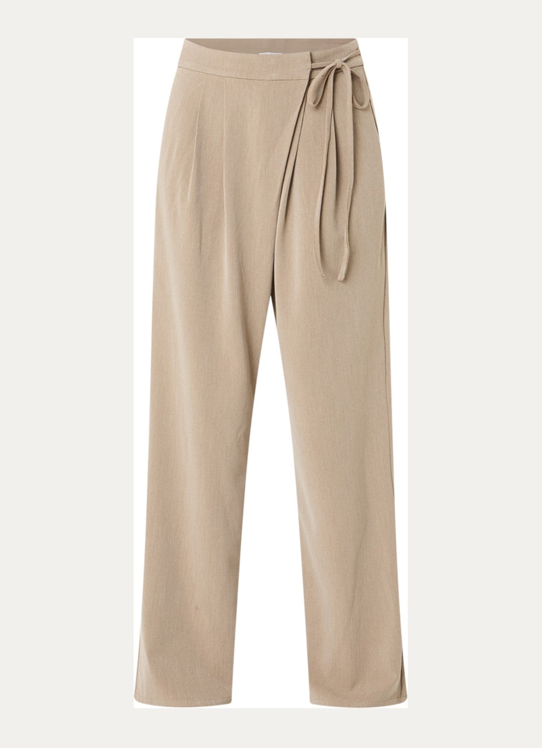 Co'Couture High waist wide fit pantalon met steekzakken - voorkant donkerbeige