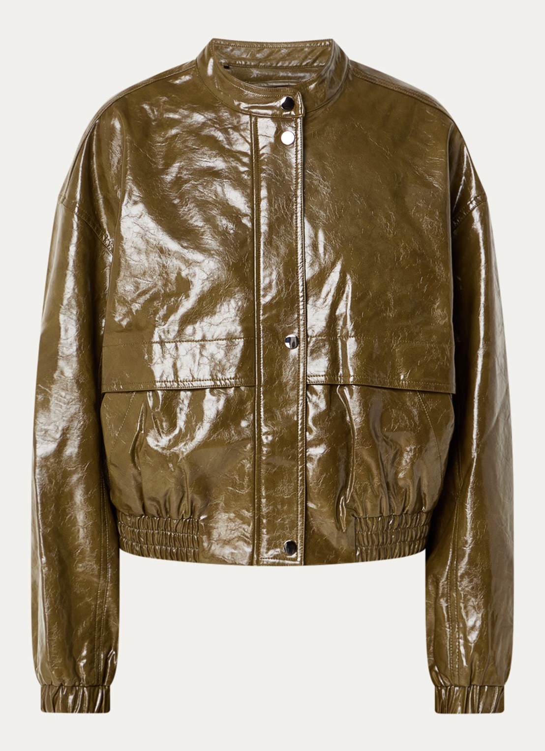 Co'Couture Jack van imitatieleer met glanzende finish - voorkant mosgroen