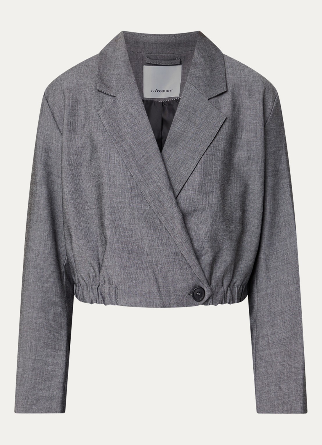 Co'Couture JackyCC cropped blazer met V-hals - voorkant 2 middengrijs