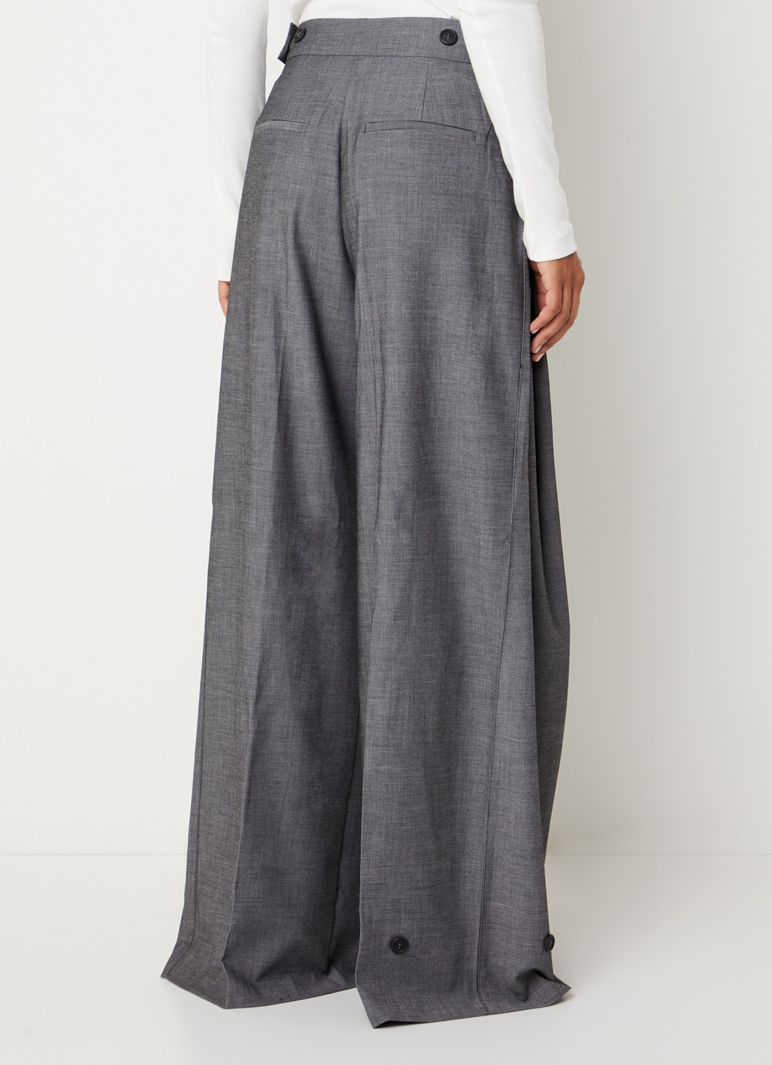 Co'Couture JackyCC high waist wide fit broek met steekzakken - achterkant 4 donkergrijs