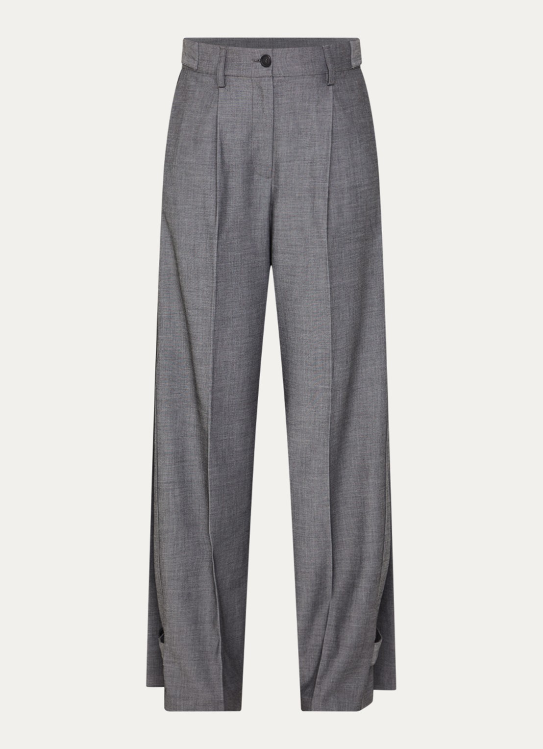 Co'Couture JackyCC high waist wide fit broek met steekzakken - voorkant 2 donkergrijs