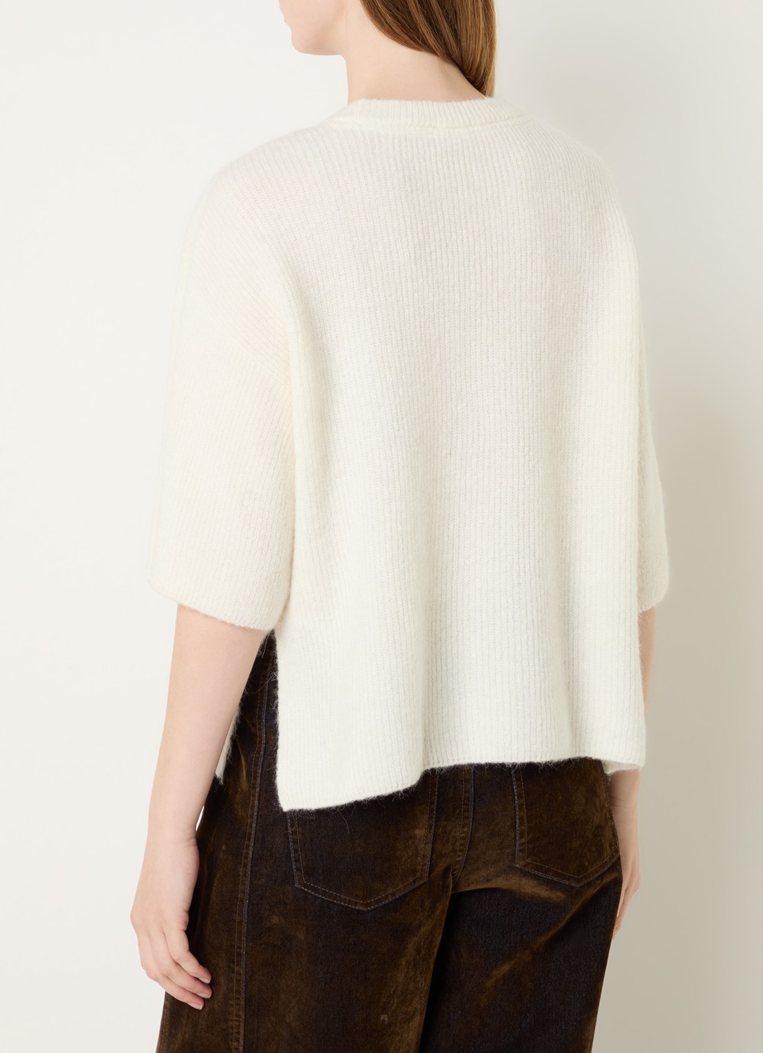 Co'Couture Jade fijngebreide pullover met ronde hals - achterkant 4 gebroken wit