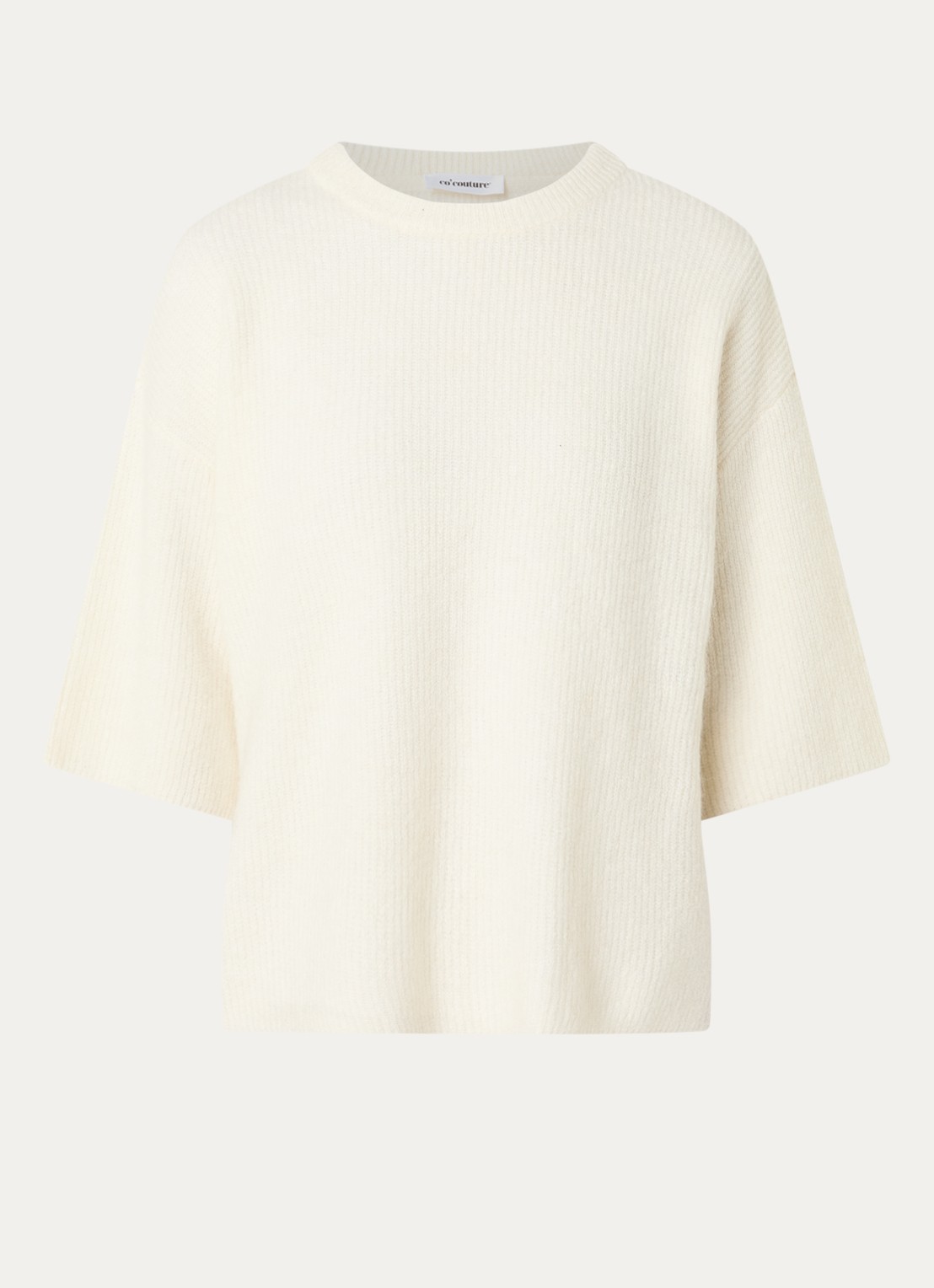 Co'Couture Jade fijngebreide pullover met ronde hals - voorkant gebroken wit