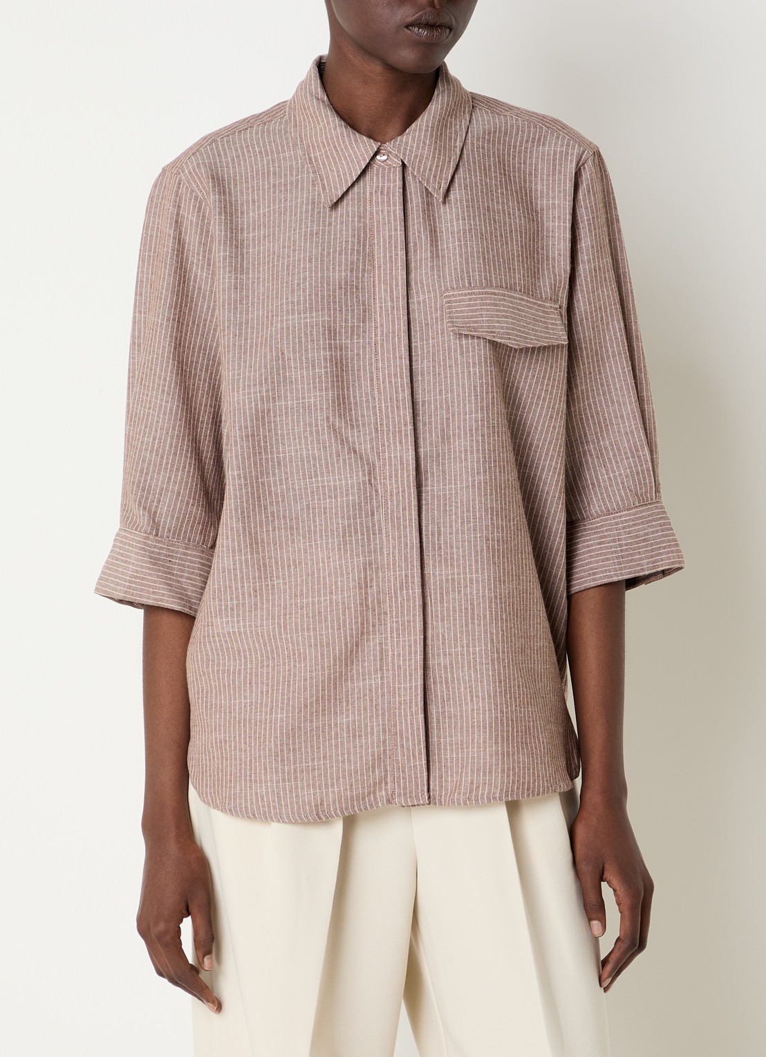 Co'Couture JihoCC blouse met streepprint - detail 4 lichtbruin