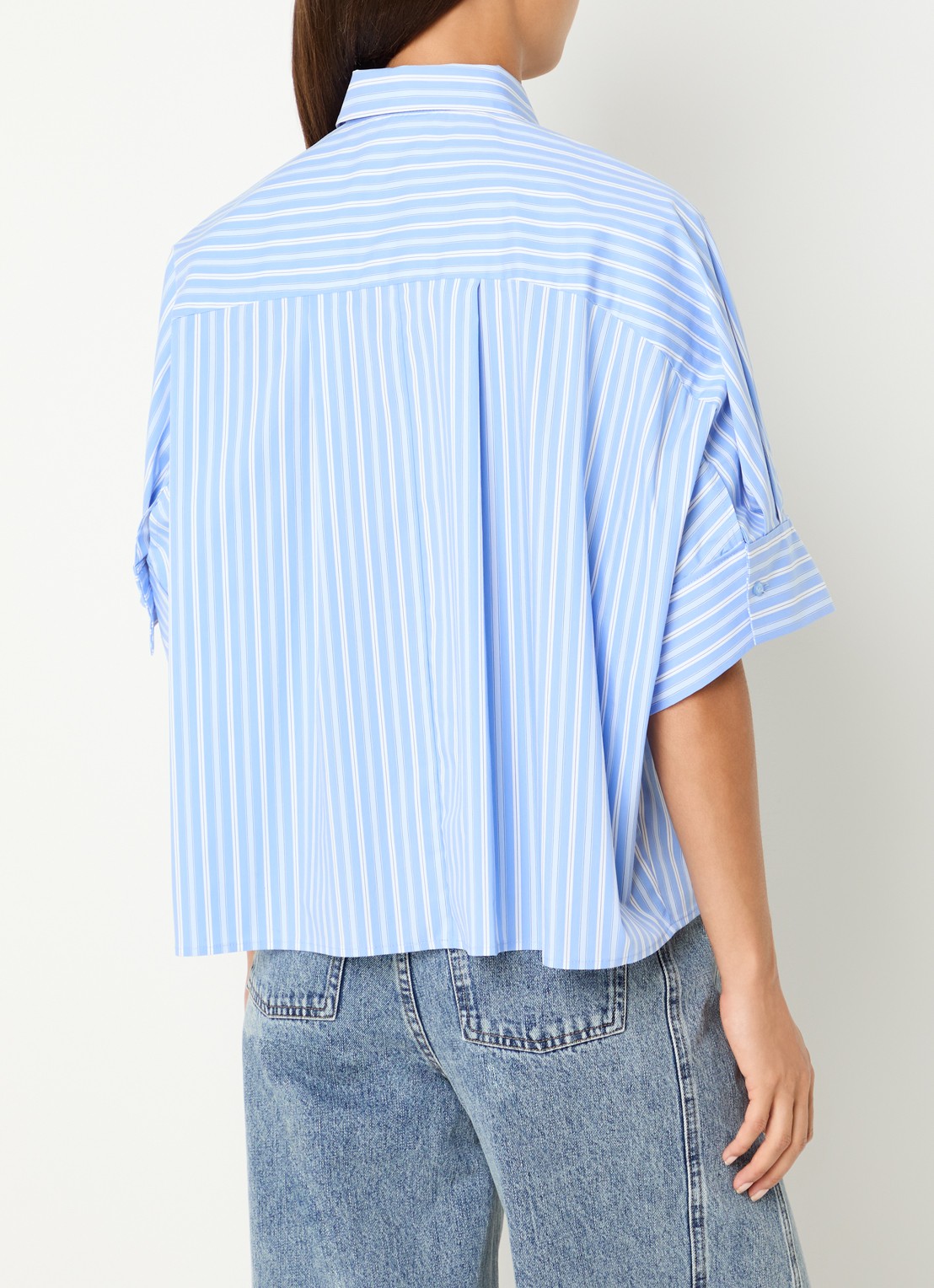 Co'Couture Kai oversized blouse met streepprint - achterkant blauw