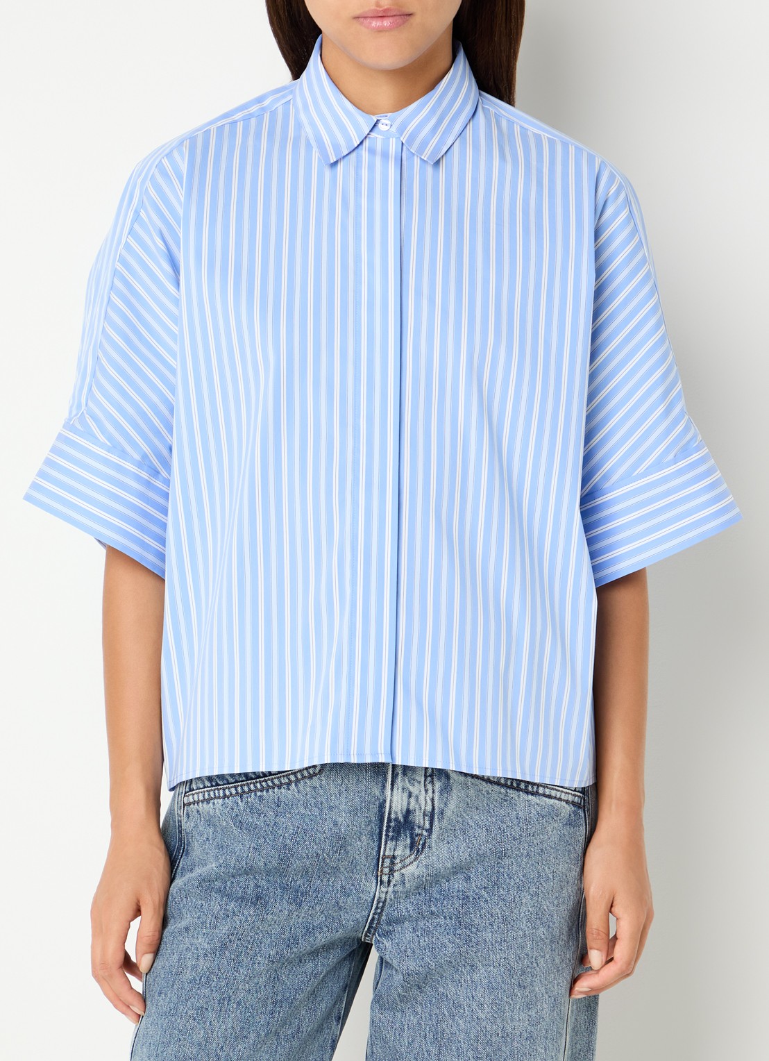 Co'Couture Kai oversized blouse met streepprint - detail 2 blauw