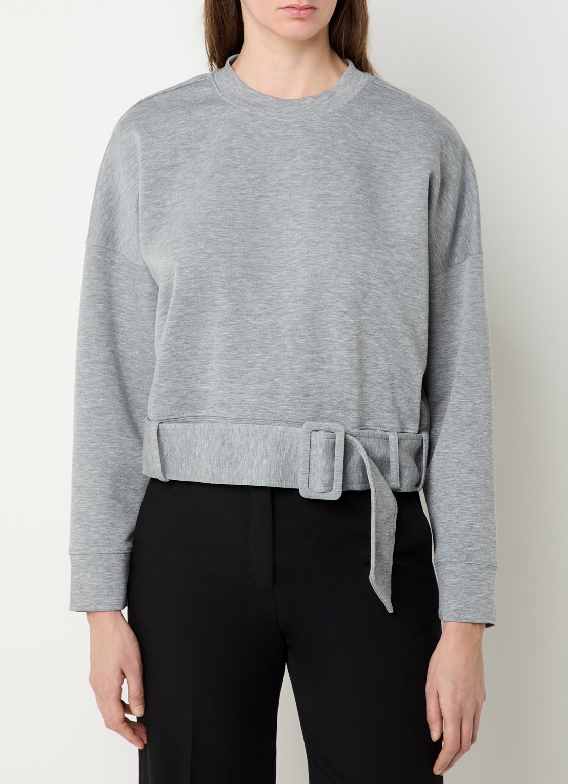 Co'Couture Lance sweater met ceintuur - detail 4 grijsmele