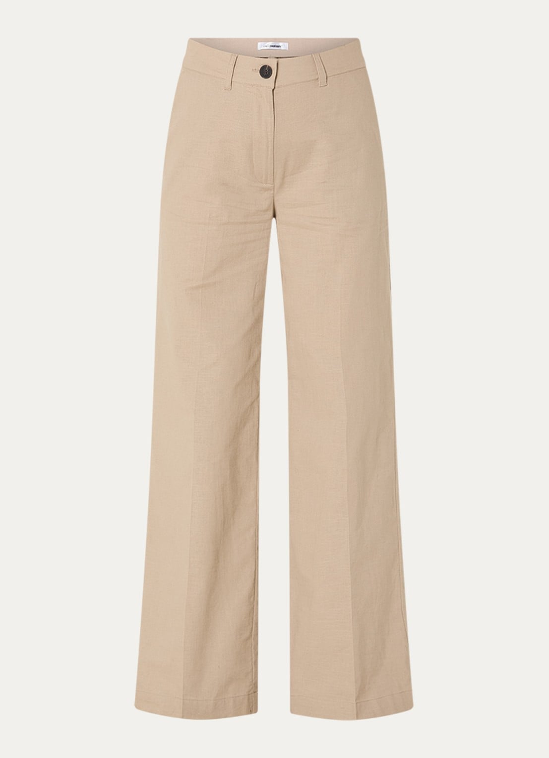 Co'Couture LeilaCC LL high waist wide fit pantalon in linnenblend - voorkant 2 beige