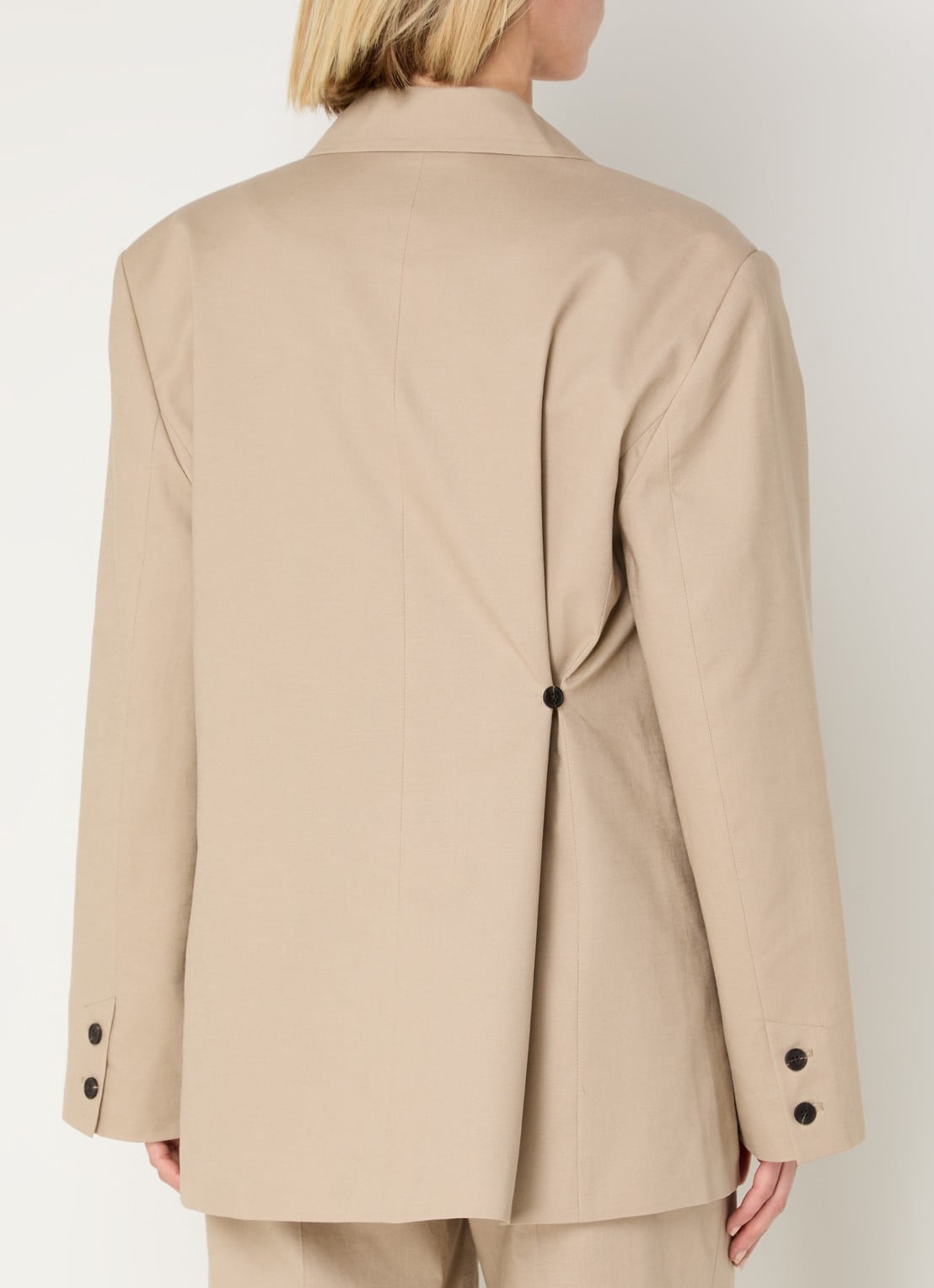Co'Couture LeilaCC Power oversized blazer met paspelzakken - achterkant 3 beige