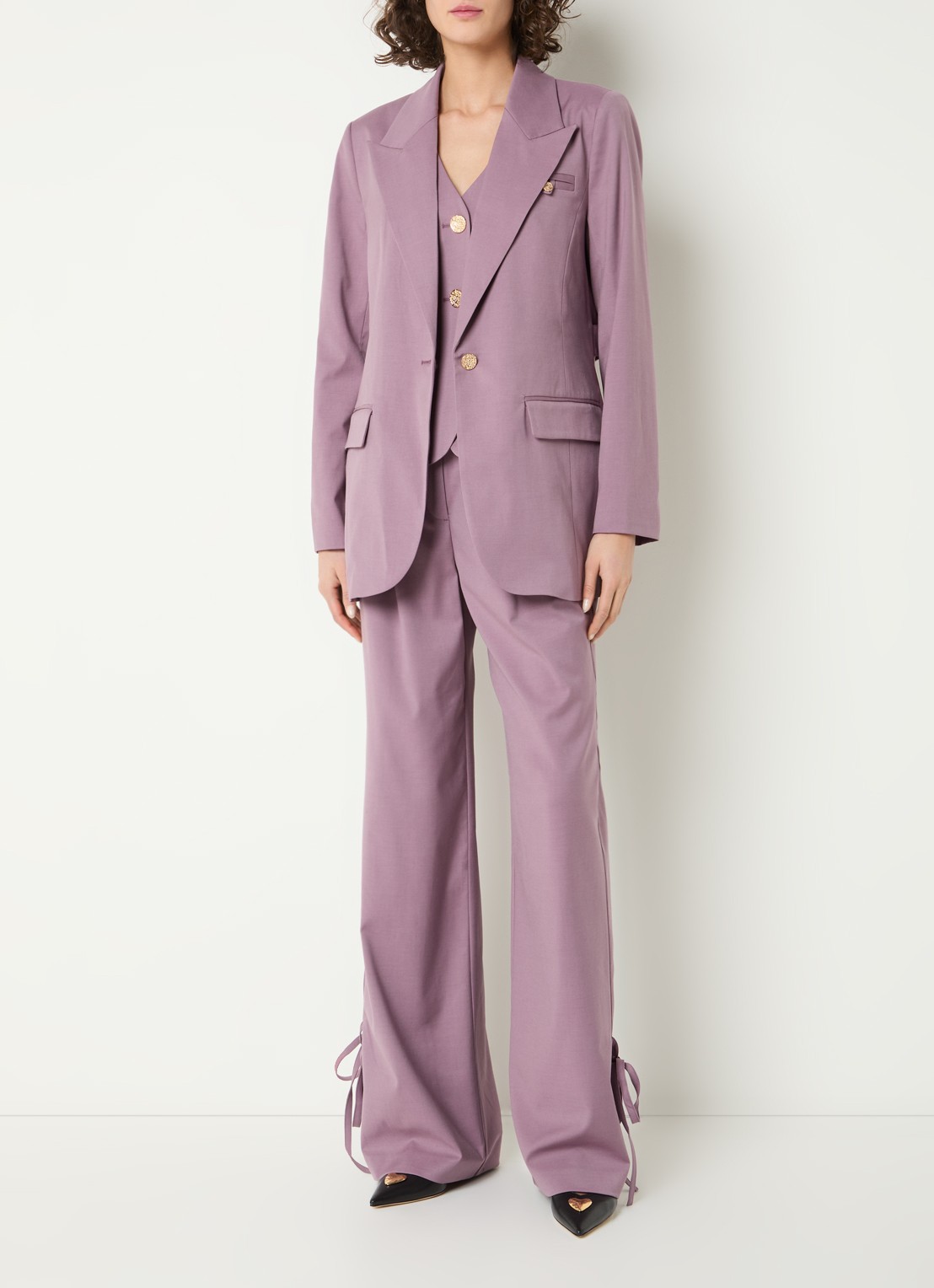 Co'Couture Liam blazer in wolblend met zijsplitten - voorkant 2 oudroze