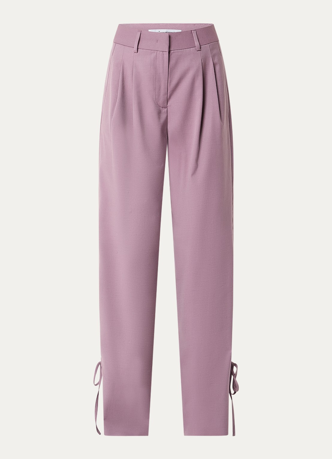 Co'Couture Liam high waist wide fit panatlon in wolblend met gestrikt detail - voorkant 3 oudroze