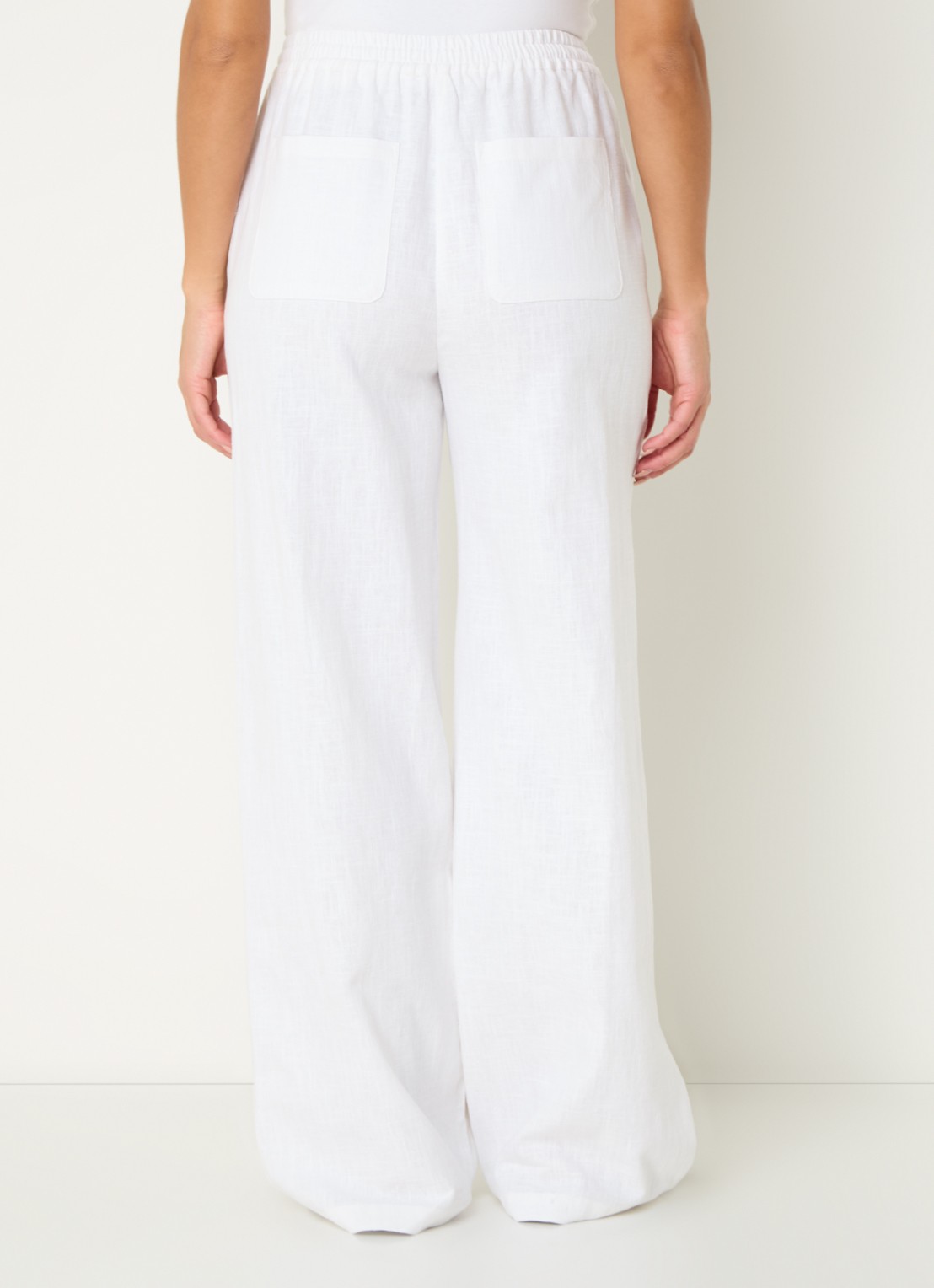 Co'Couture Loise high waist wide fit palazzo broek van linnen - achterkant wit