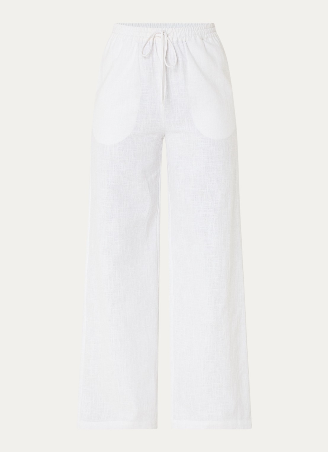 Co'Couture Loise high waist wide fit palazzo broek van linnen - voorkant 3 wit