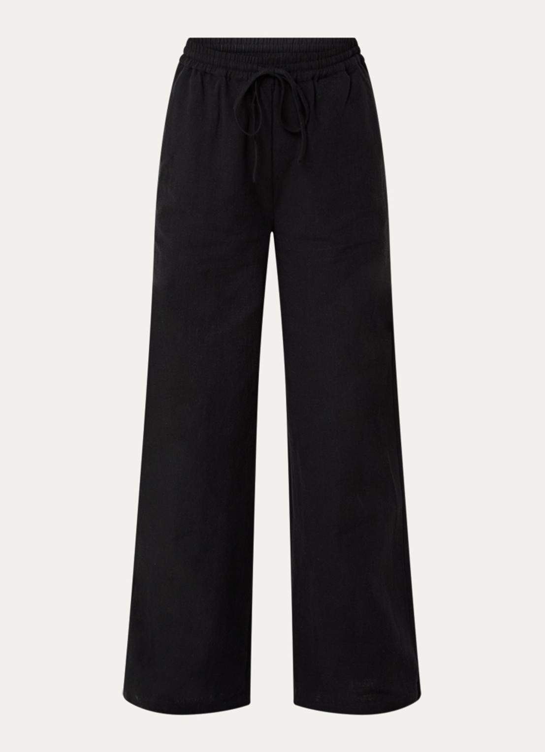 Co'Couture Loise high waist wide fit palazzo broek van linnen - voorkant zwart