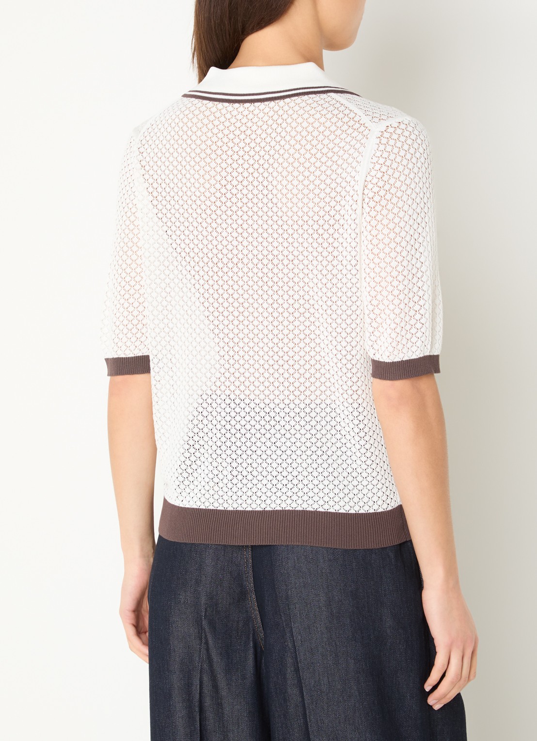 Co'Couture Lue top met opengewerkt dessin - achterkant gebroken wit