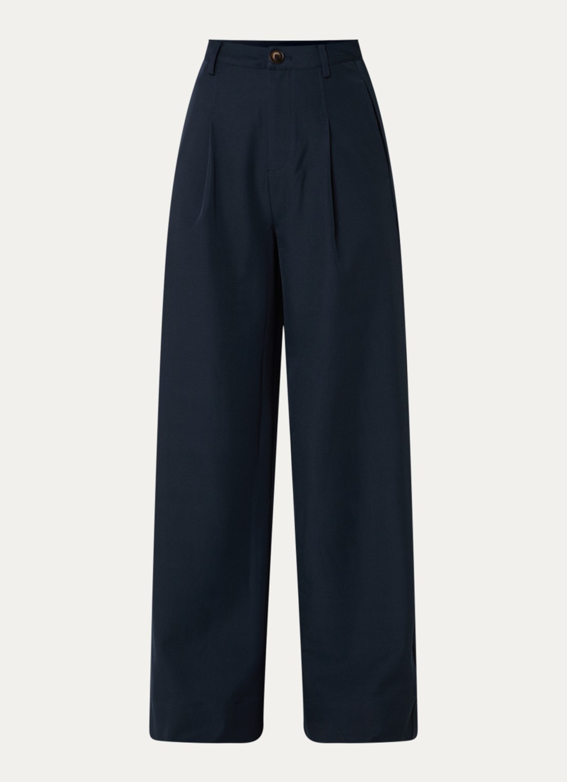 Co'Couture Luna high waist wide fit broek met steekzakken - voorkant donkerblauw