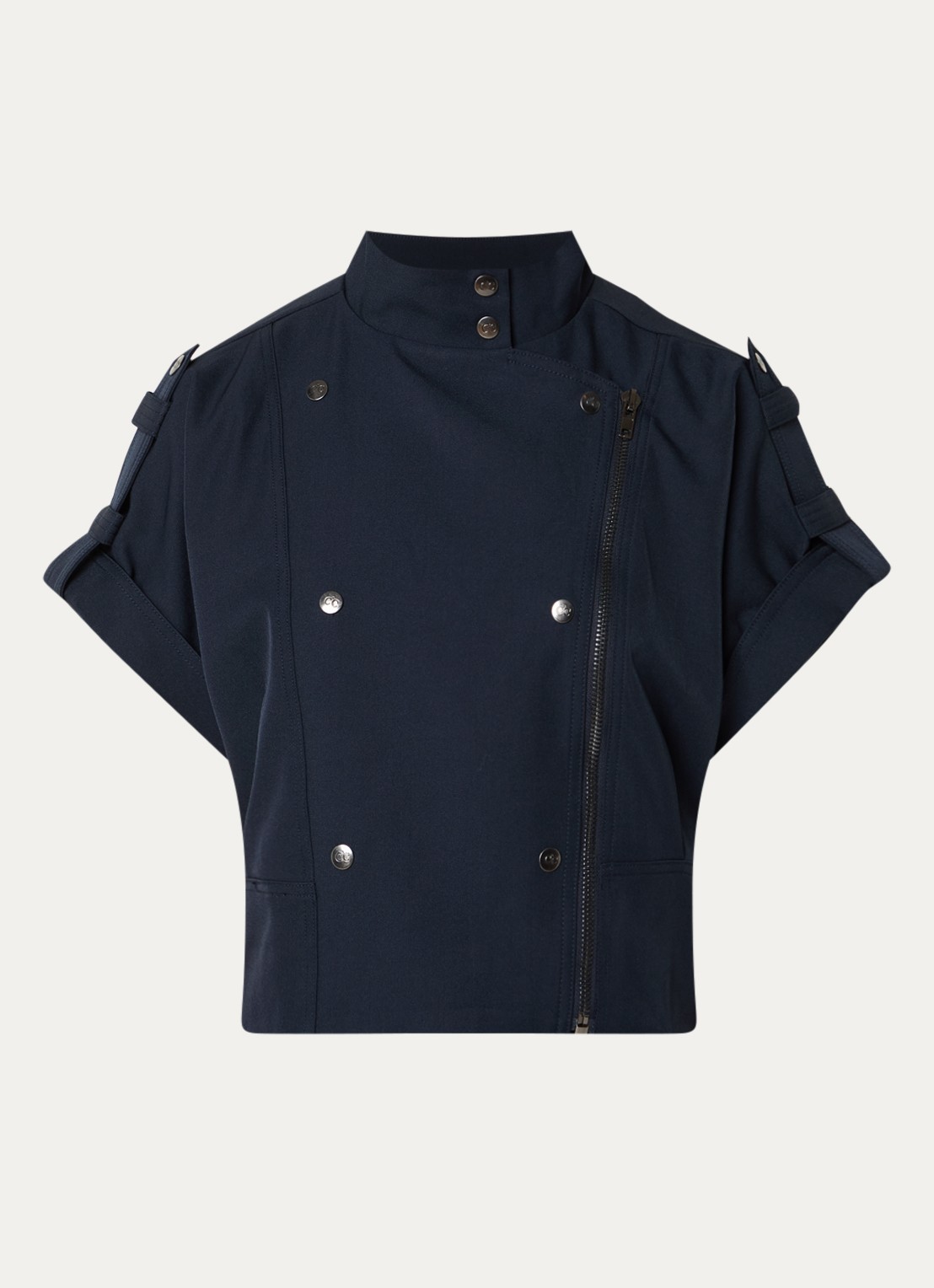Co'Couture Luna jack met opstaande kraag - voorkant donkerblauw