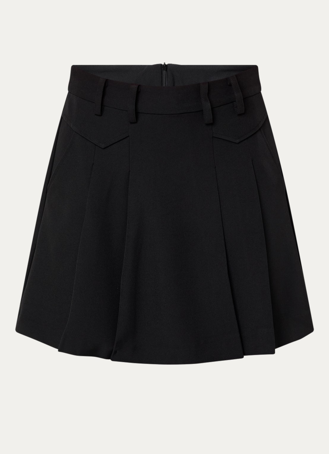 Co'Couture Luna mini plooirok met steekzakken - voorkant 2 zwart