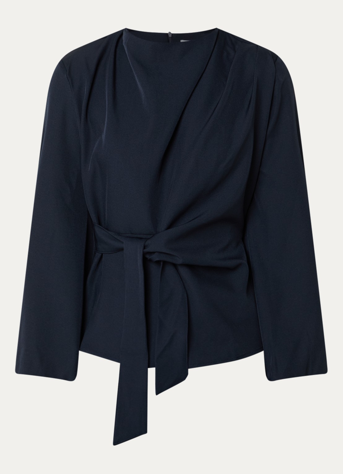 Co'Couture Luna tuniek van satijn met strikdetail  - voorkant donkerblauw
