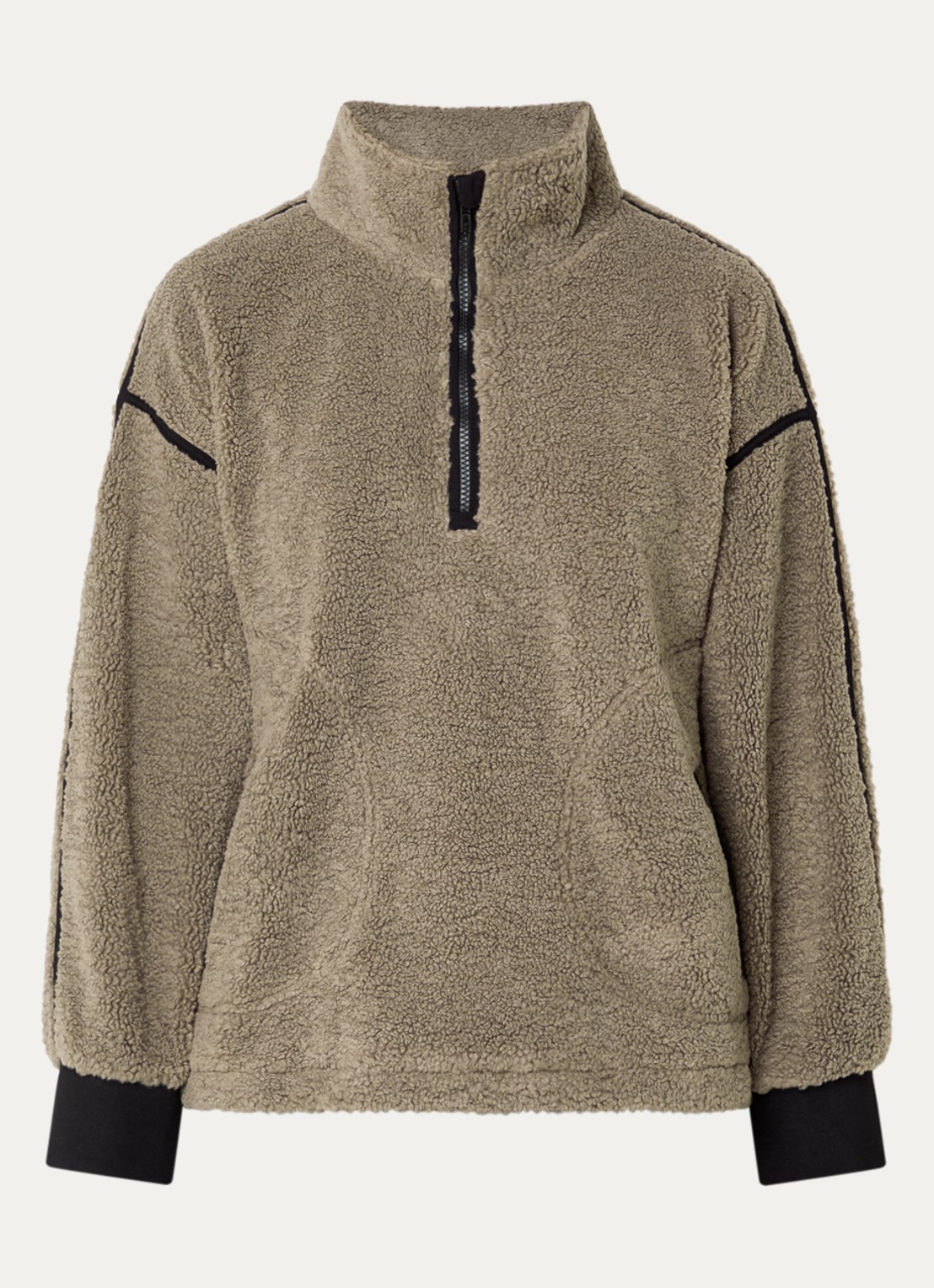 Co'Couture Madin pullover van fleece met halve rits - voorkant zand