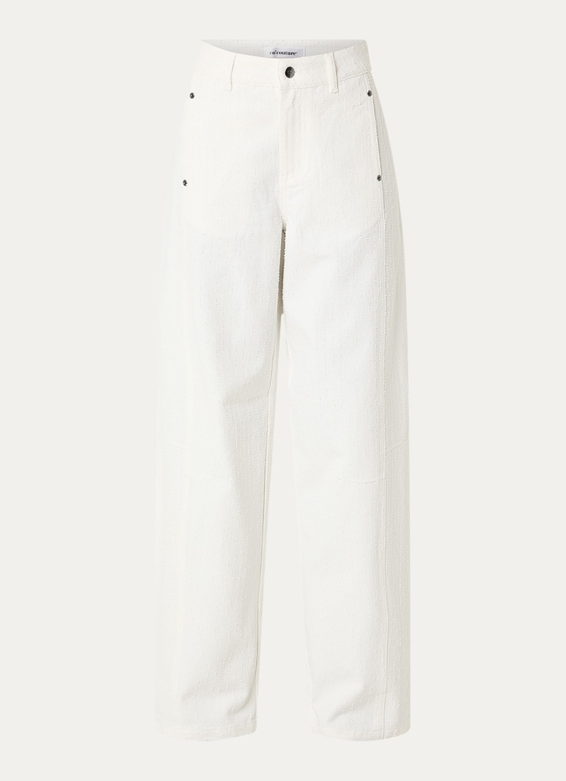 Co'Couture Marcicc high waist straight fit jeans met gekleurde wassing - voorkant 2 gebroken wit