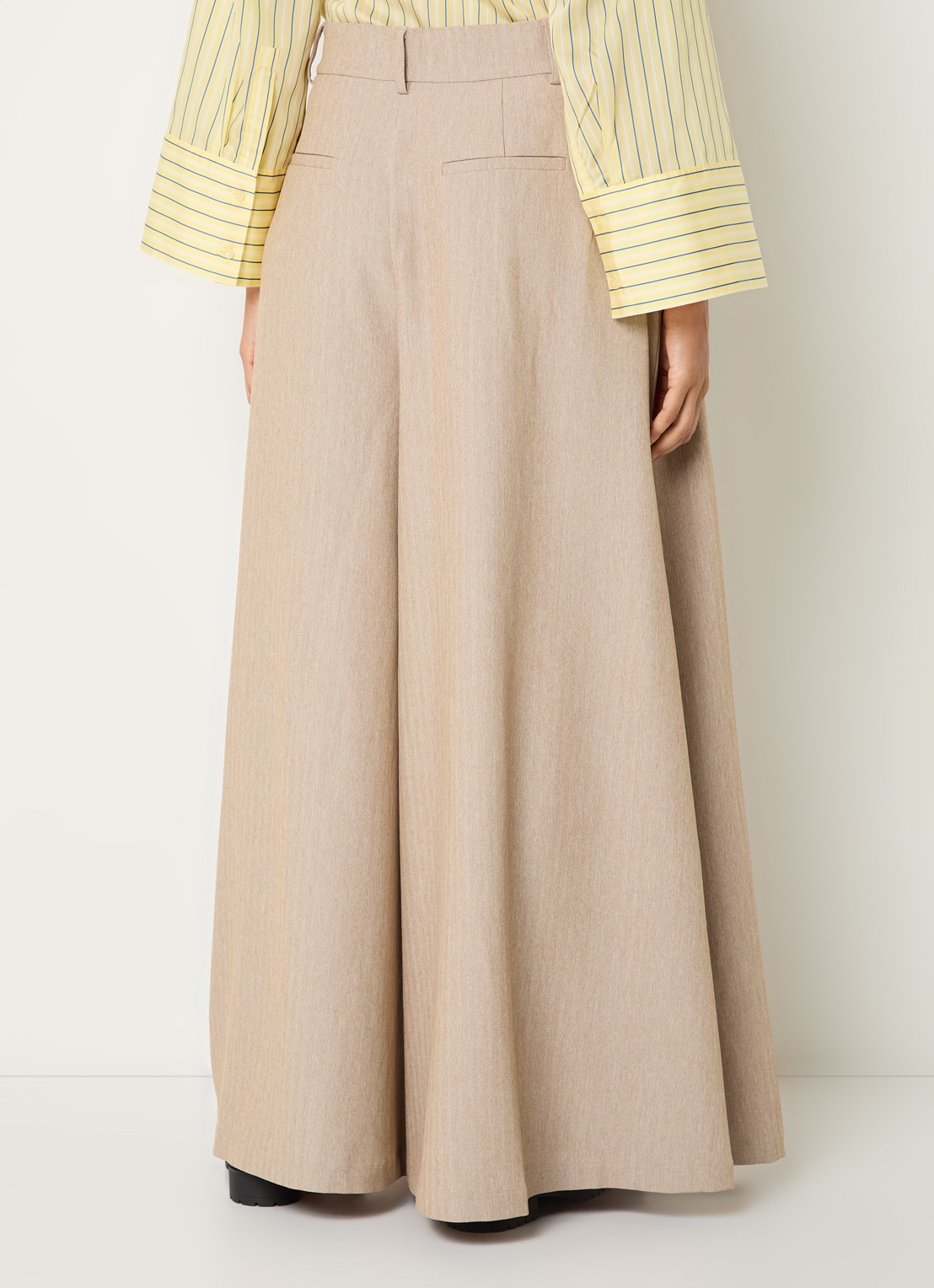 Co'Couture Marlo high waist wide fit pantalon met steekzakken - achterkant 3 zand