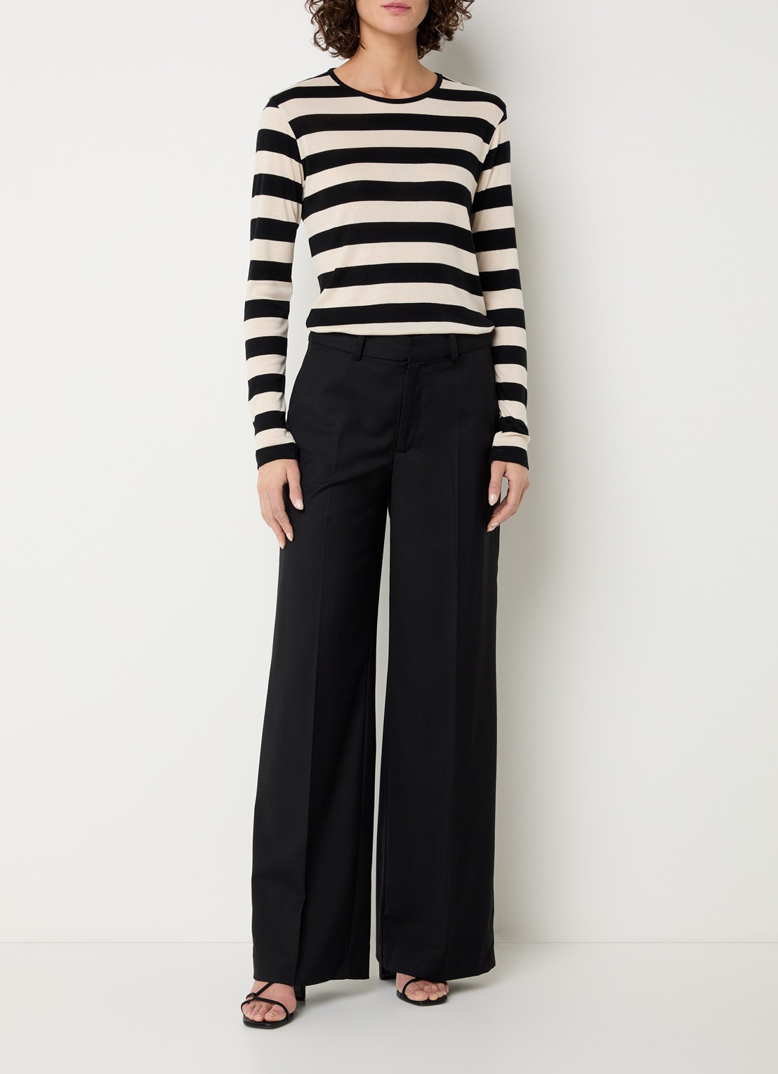 Co'Couture Mason longsleeve met streepprint - voorkant 4 wit