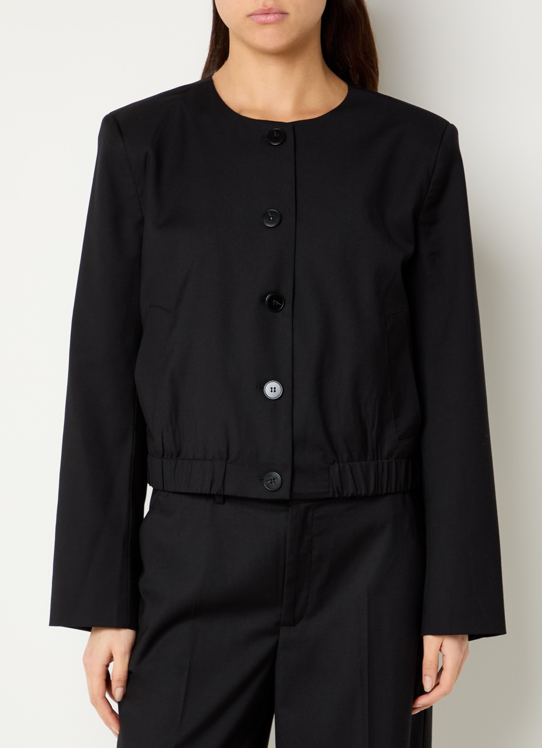 Co'Couture Matty cropped jack met steekzakken - detail 4 zwart