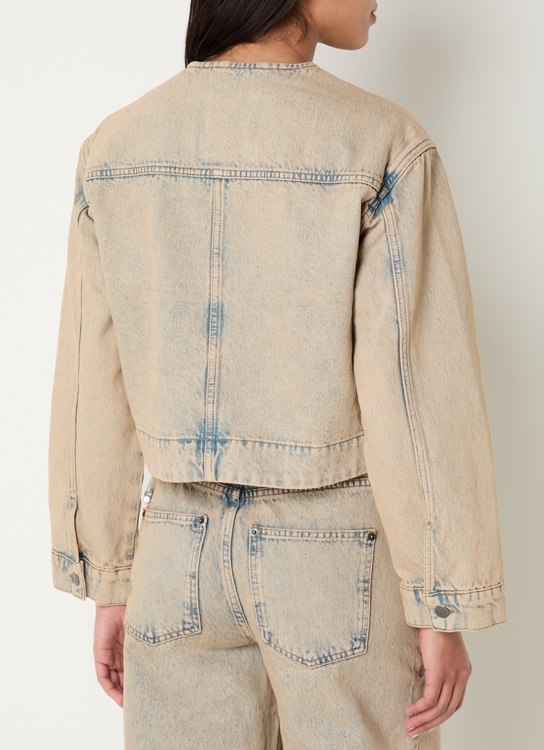 Co'Couture Maura spijkerjas met verwassen afwerking - achterkant 2 zand