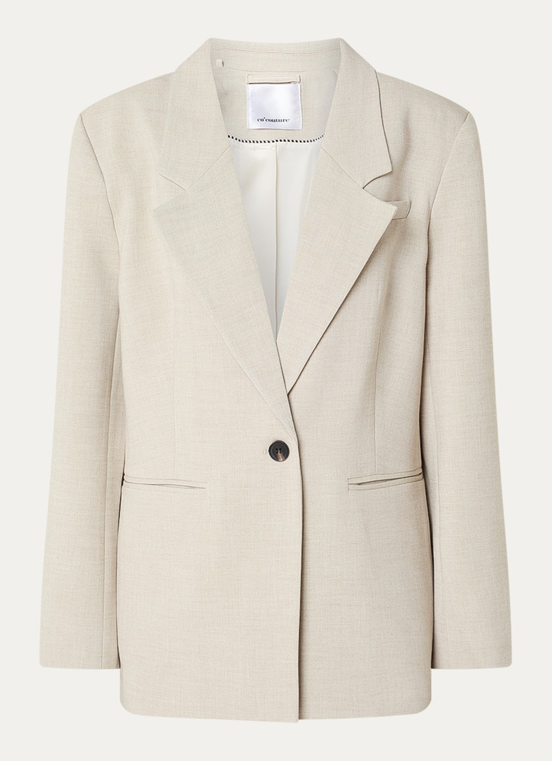 Co'Couture Mava oversized blazer met paspelzakken - voorkant beige