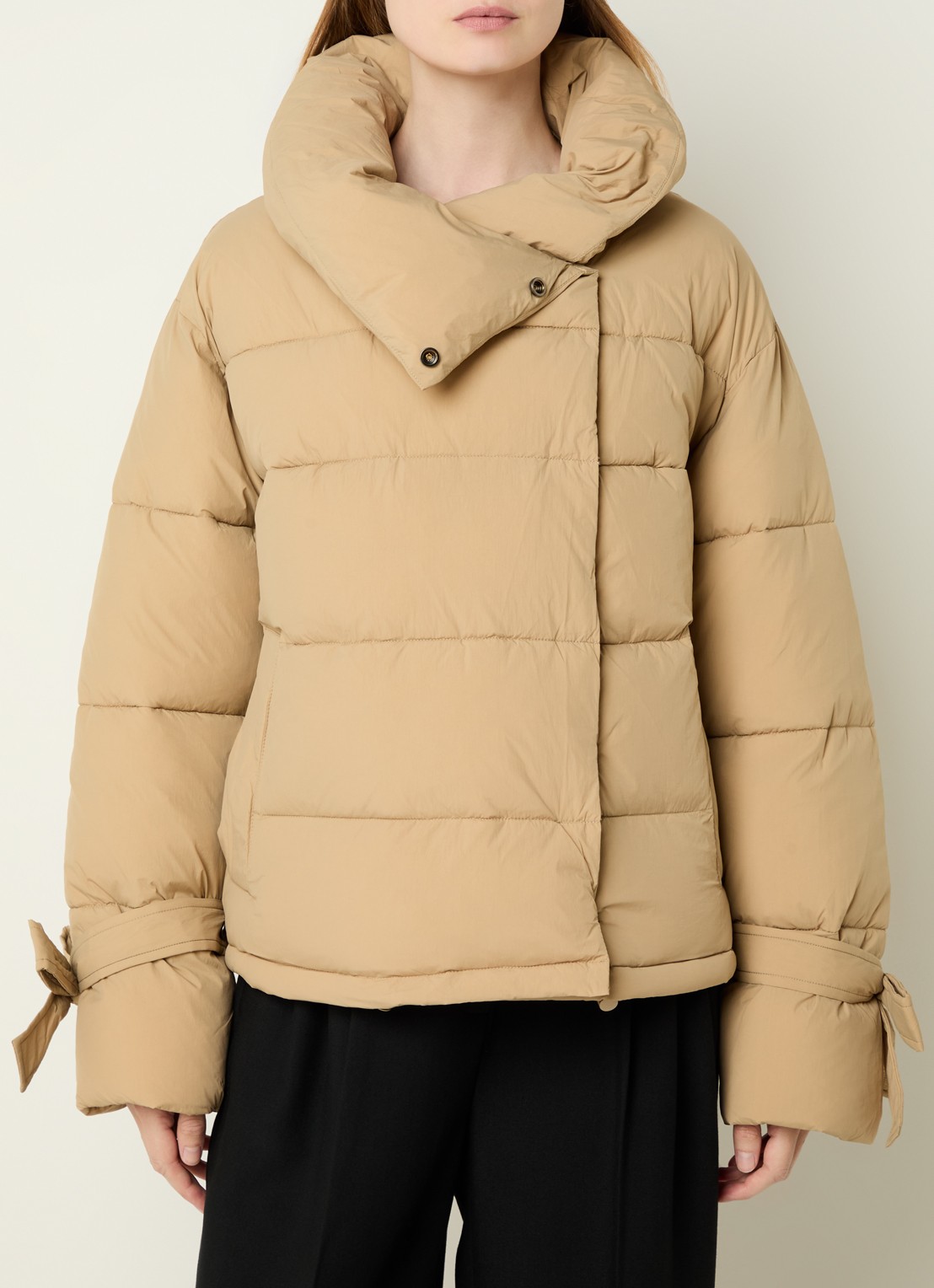 Co'Couture Megan puffer jack met steekzakken - detail 4 beige
