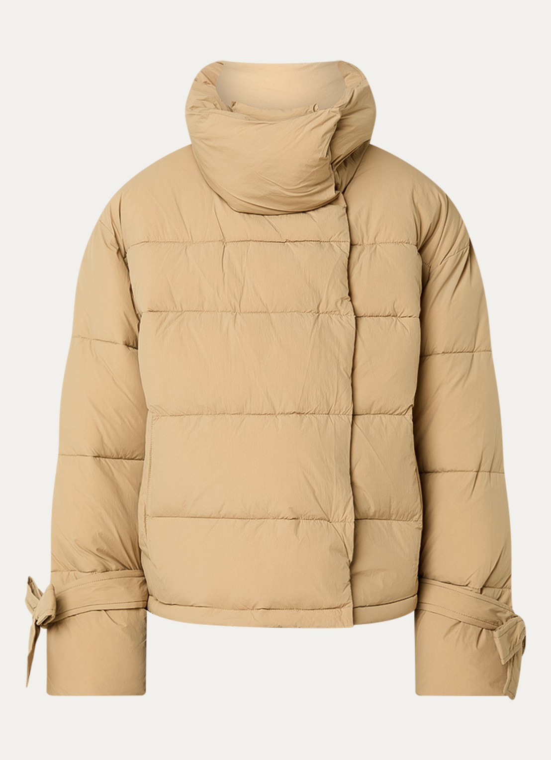 Co'Couture Megan puffer jack met steekzakken - voorkant 2 beige
