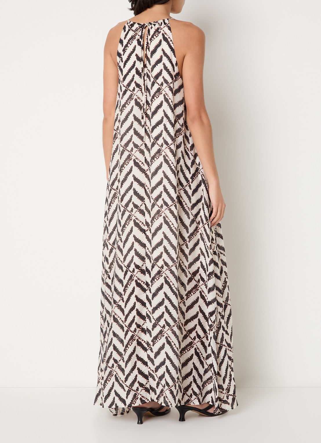 Co'Couture Memphis A-lijn maxi jurk met print  - achterkant zwart