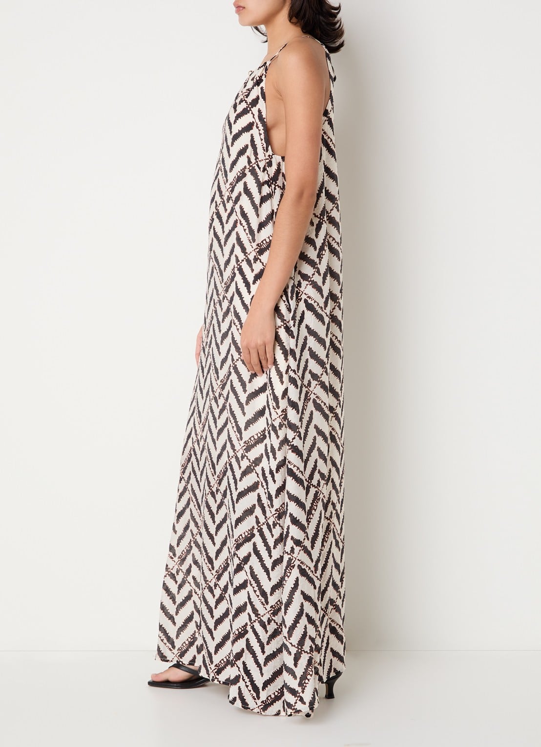 Co'Couture Memphis A-lijn maxi jurk met print  - voorkant 3 zwart
