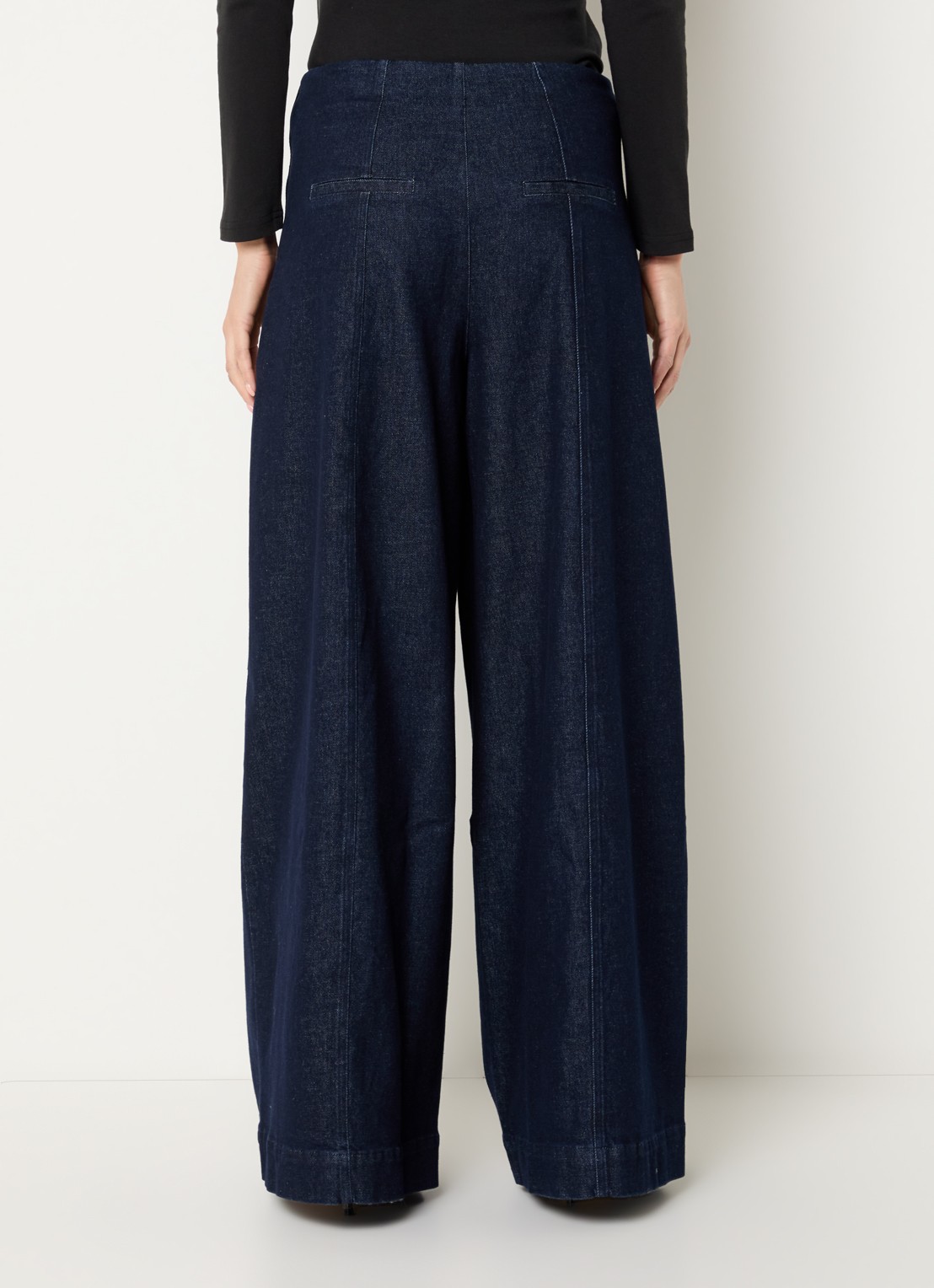 Co'Couture Merlicc high waist wide leg jeans met donkere wassing - achterkant indigo