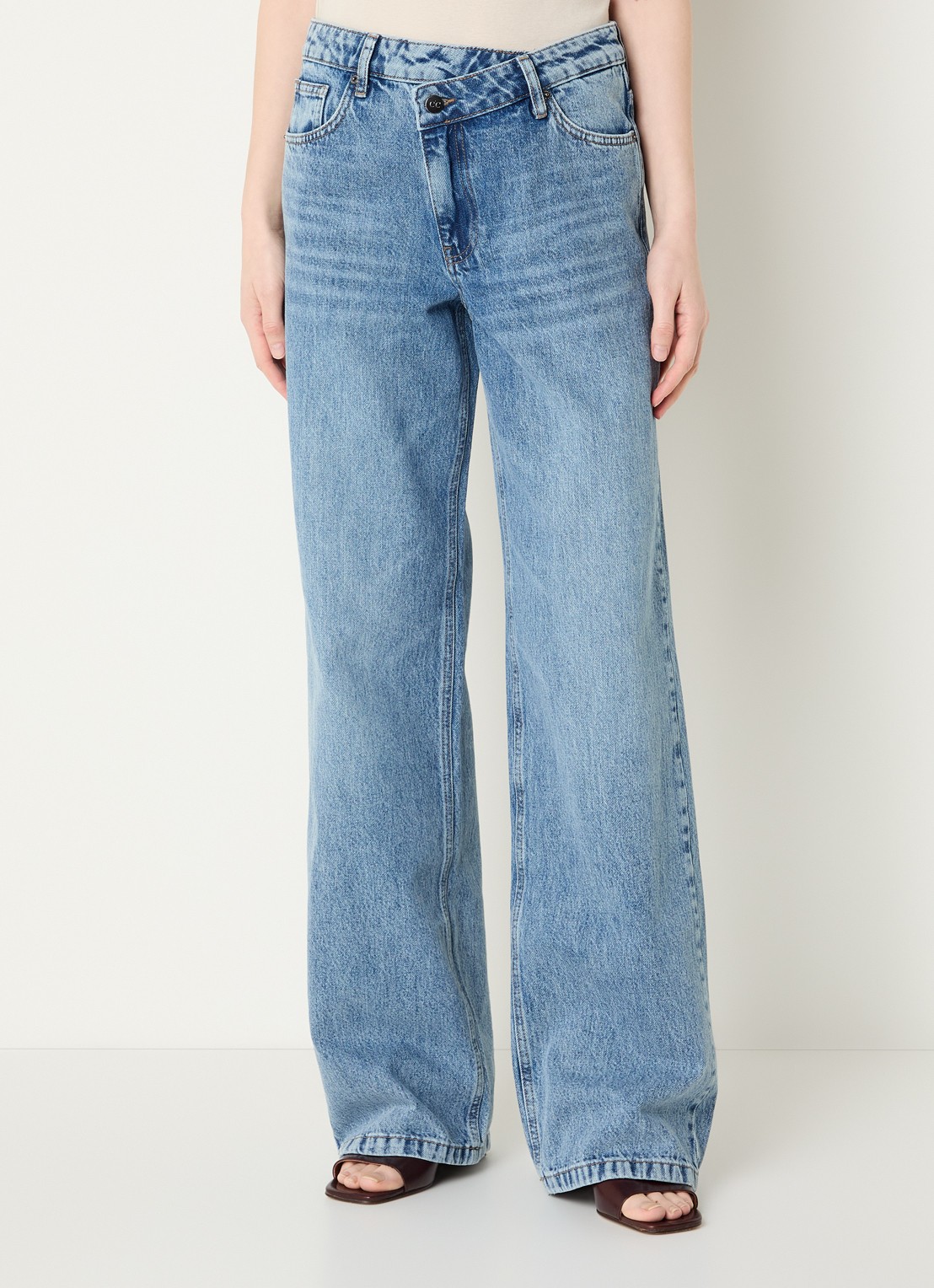 Co'Couture Mid waist flared jeans met medium wassing - detail 4 indigo