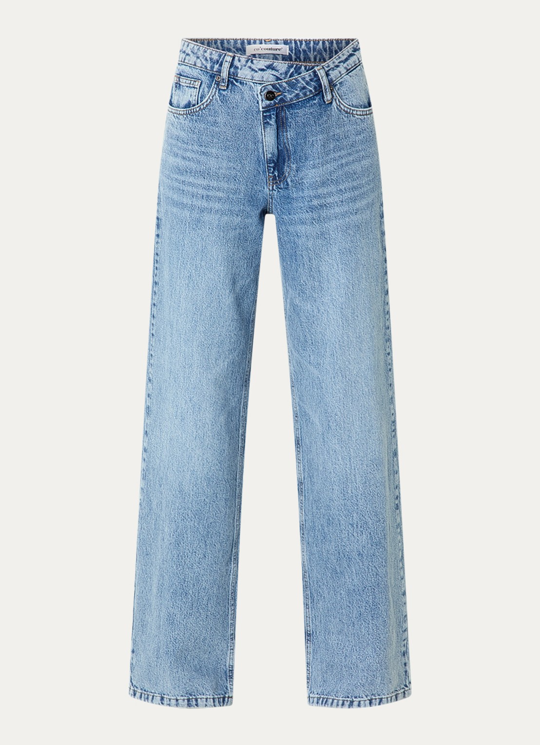 Co'Couture Mid waist flared jeans met medium wassing - voorkant indigo