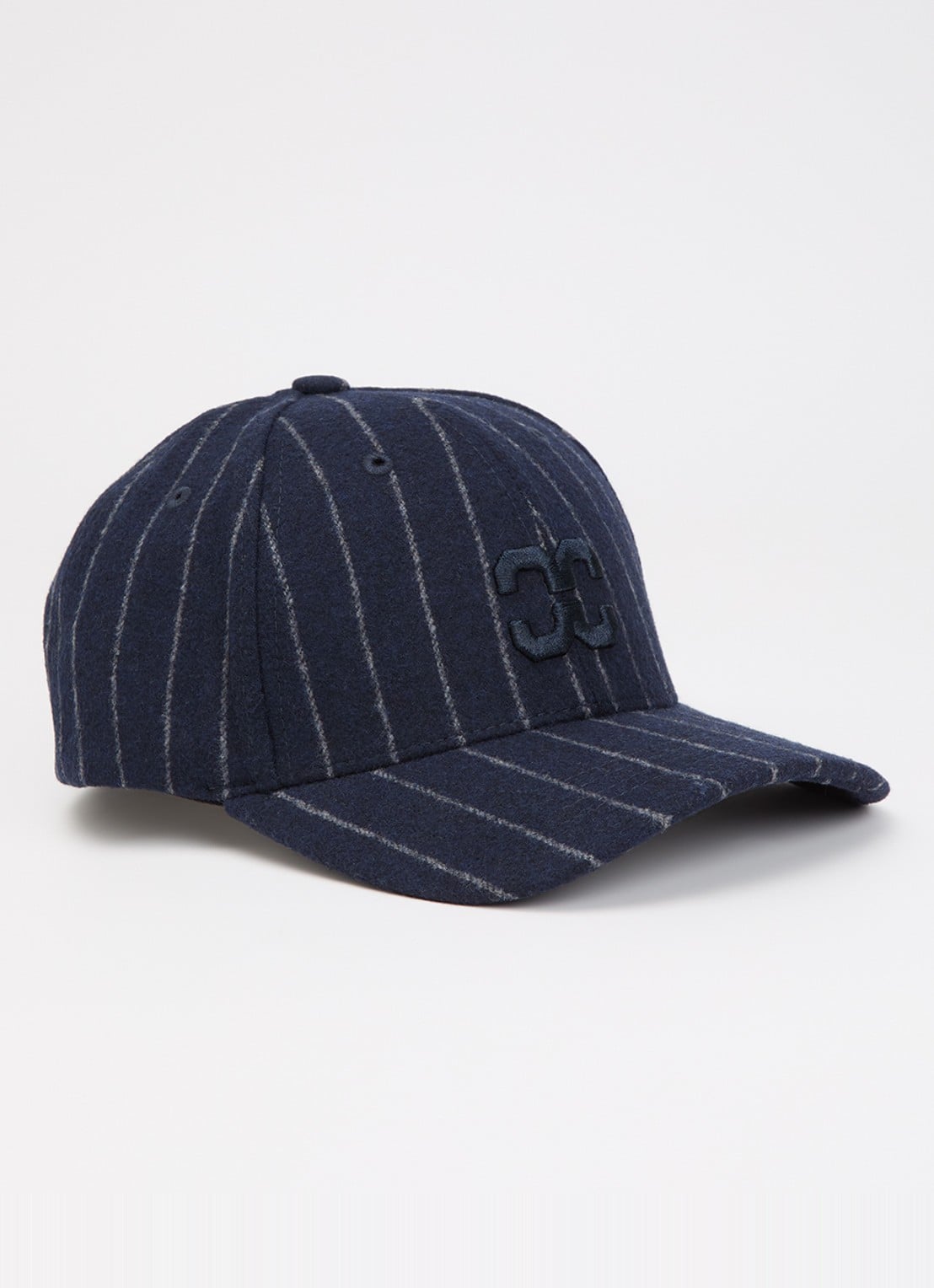 Co'Couture Naidacc pet in wolblend met streepprint - voorkant 2 donkerblauw