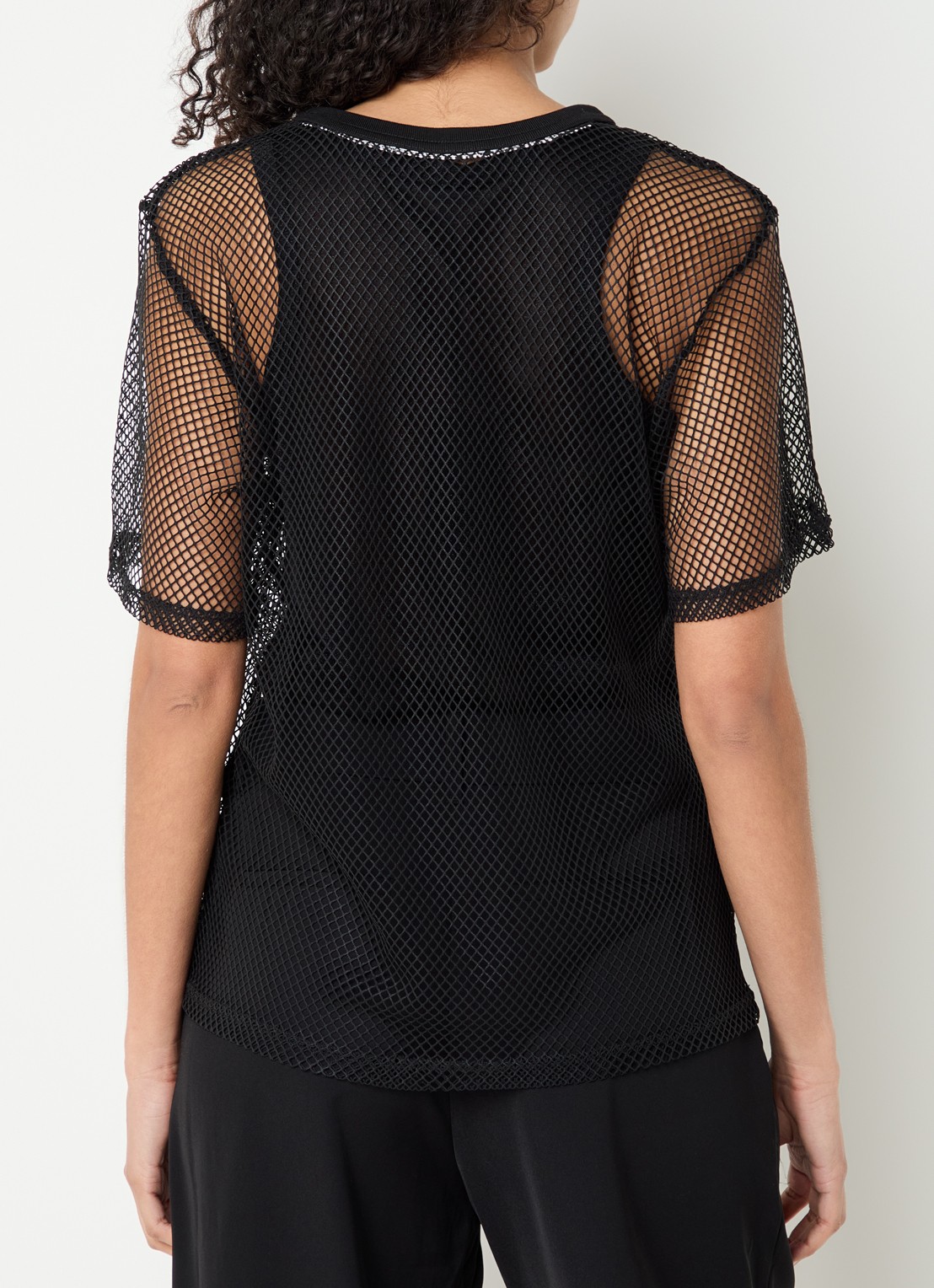 Co'Couture Nelly T-shirt met opengewerkt dessin - achterkant zwart