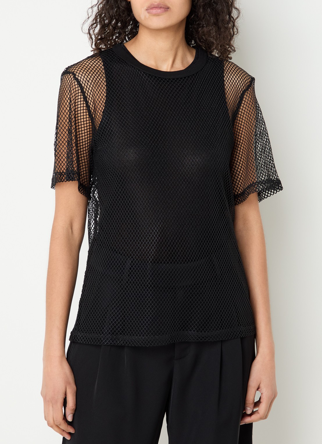 Co'Couture Nelly T-shirt met opengewerkt dessin - detail 4 zwart