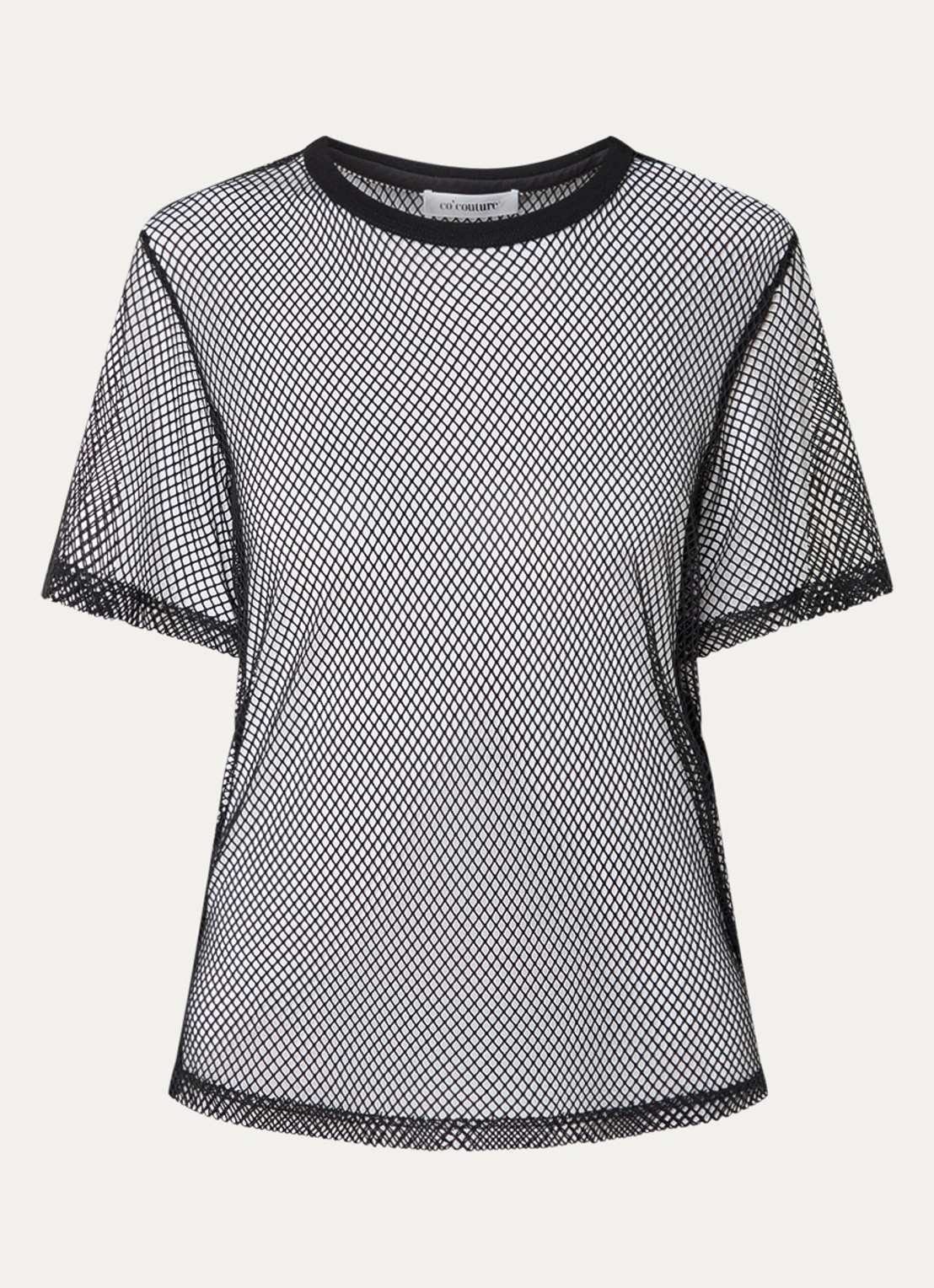 Co'Couture Nelly T-shirt met opengewerkt dessin - voorkant 2 zwart