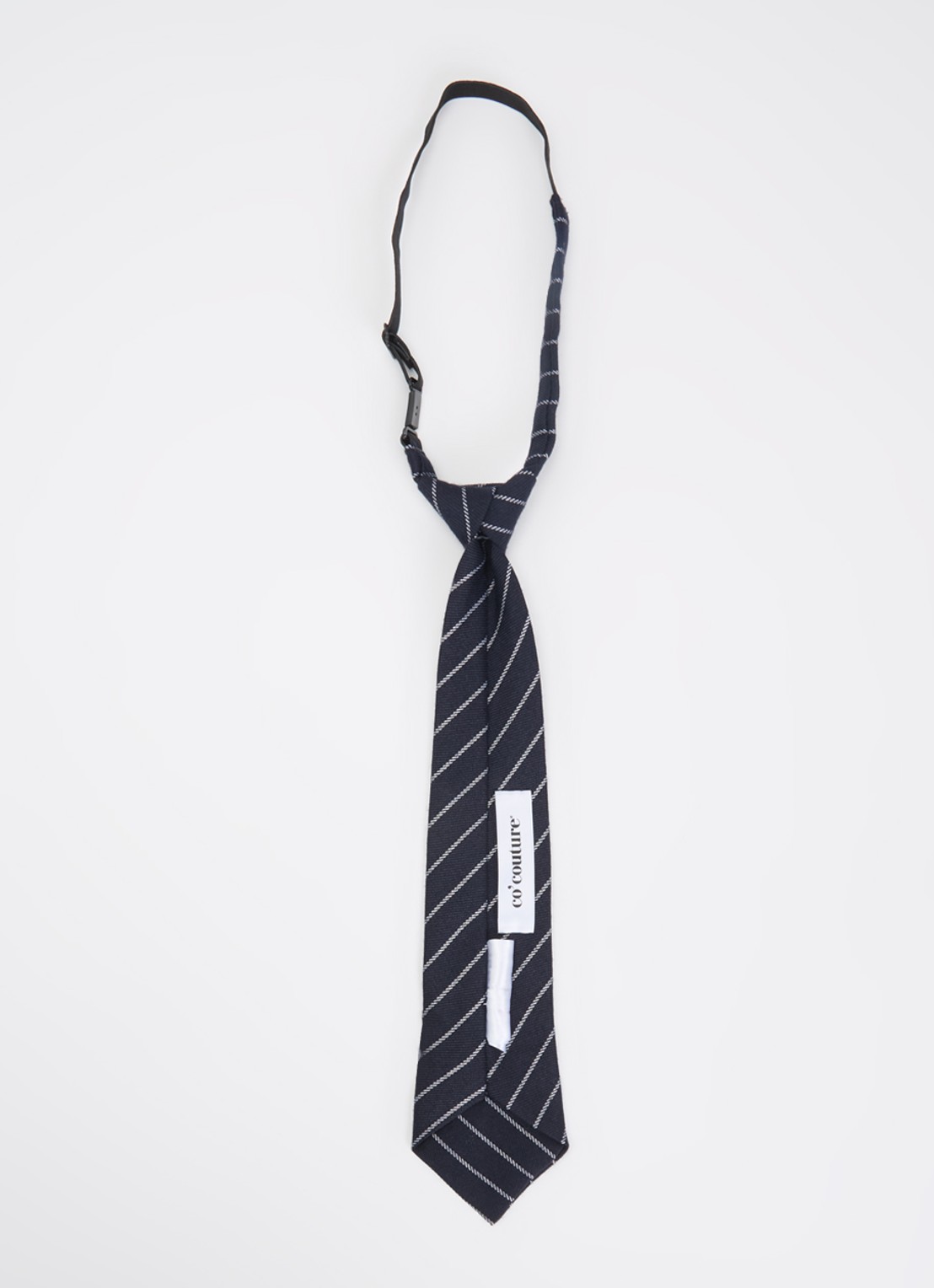 Co'Couture Nilacc stropdas met streepprint - voorkant 2 donkerblauw